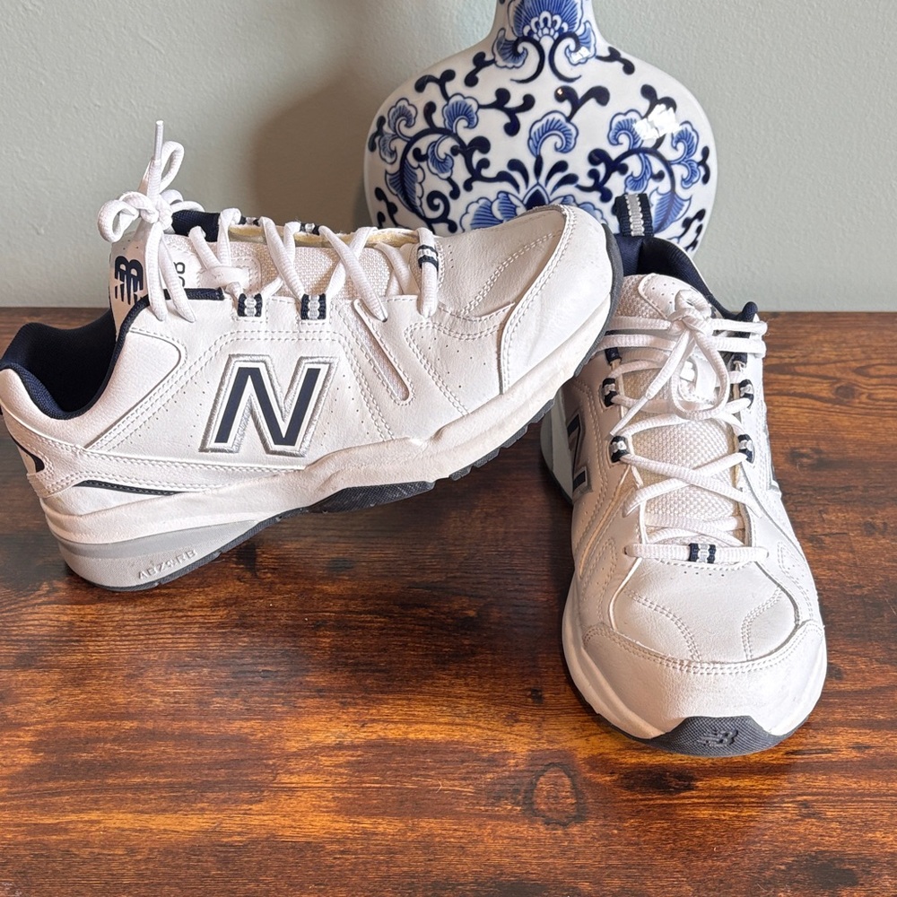 New Balance Men’s White and Navy Athletic Sneakers